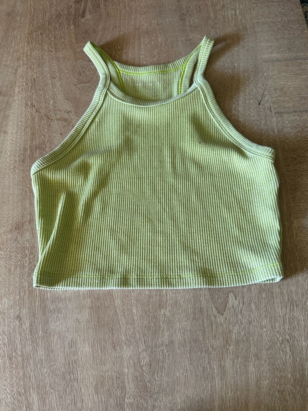 American Eagle Outfitters Lime Ribbed Crop Tank